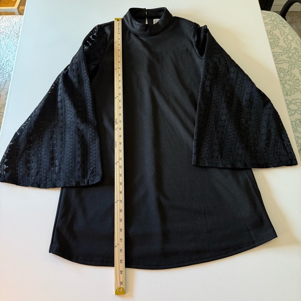Loveriche Women’s High Neck Mini Dress With Lace Bell Sleeves Size Small 2/$25 - Picture 6 of 11